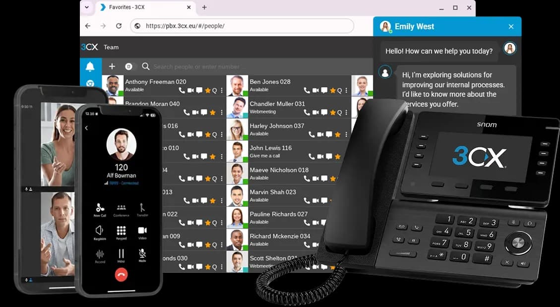 Platformă 3CX — telefoane IP, aplicație mobilă și web
